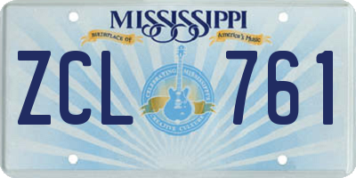 MS license plate ZCL761