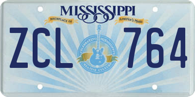 MS license plate ZCL764