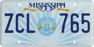 MS license plate ZCL765