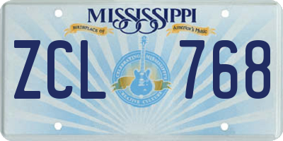 MS license plate ZCL768