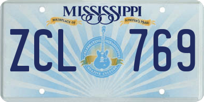 MS license plate ZCL769