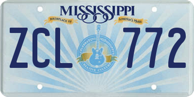 MS license plate ZCL772
