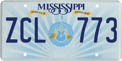 MS license plate ZCL773