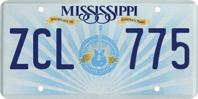 MS license plate ZCL775