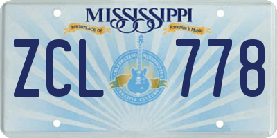 MS license plate ZCL778