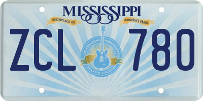 MS license plate ZCL780