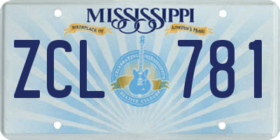 MS license plate ZCL781