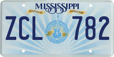MS license plate ZCL782