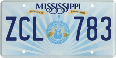 MS license plate ZCL783