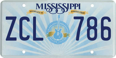 MS license plate ZCL786