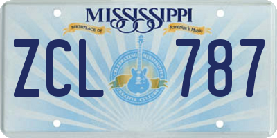 MS license plate ZCL787