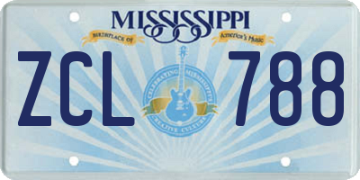 MS license plate ZCL788