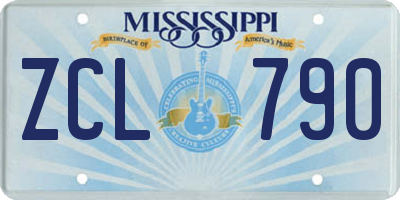MS license plate ZCL790