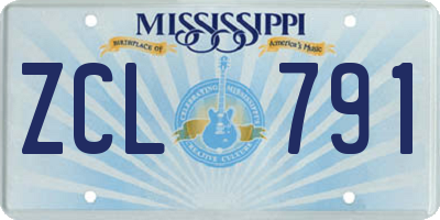 MS license plate ZCL791