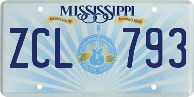 MS license plate ZCL793