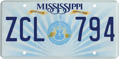 MS license plate ZCL794