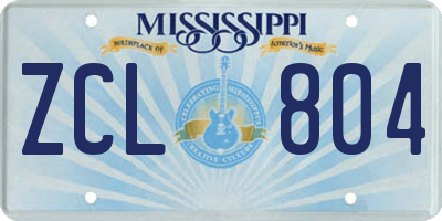 MS license plate ZCL804