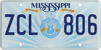 MS license plate ZCL806