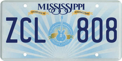 MS license plate ZCL808
