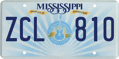 MS license plate ZCL810
