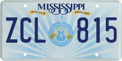 MS license plate ZCL815