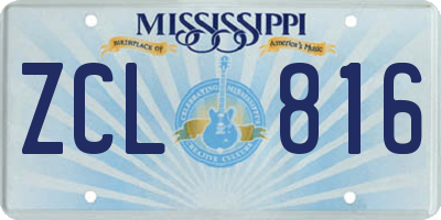 MS license plate ZCL816