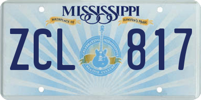 MS license plate ZCL817