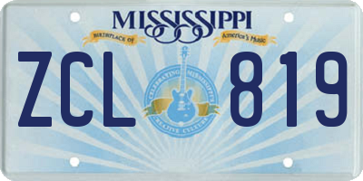 MS license plate ZCL819