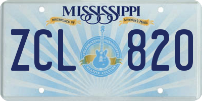MS license plate ZCL820