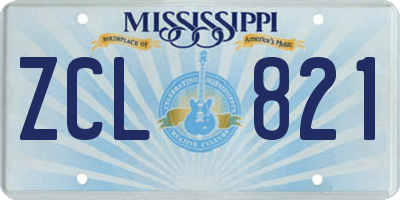MS license plate ZCL821