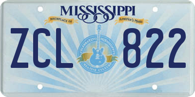 MS license plate ZCL822