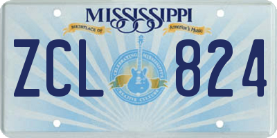 MS license plate ZCL824