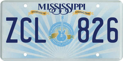 MS license plate ZCL826