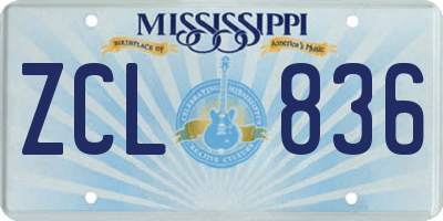 MS license plate ZCL836