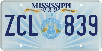 MS license plate ZCL839