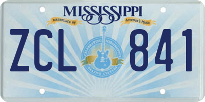 MS license plate ZCL841