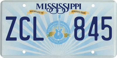 MS license plate ZCL845