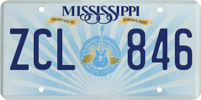 MS license plate ZCL846