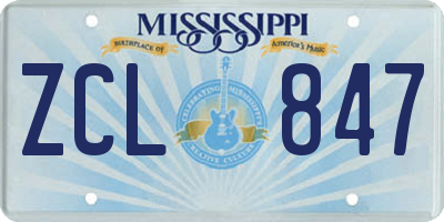 MS license plate ZCL847