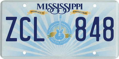 MS license plate ZCL848