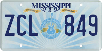 MS license plate ZCL849