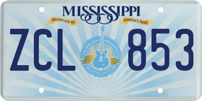 MS license plate ZCL853