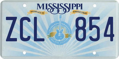 MS license plate ZCL854