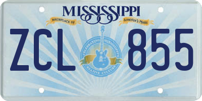 MS license plate ZCL855