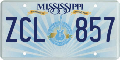 MS license plate ZCL857