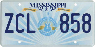MS license plate ZCL858