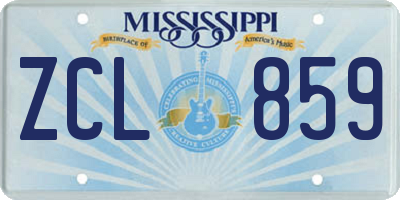 MS license plate ZCL859