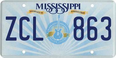 MS license plate ZCL863