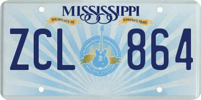 MS license plate ZCL864