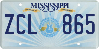 MS license plate ZCL865